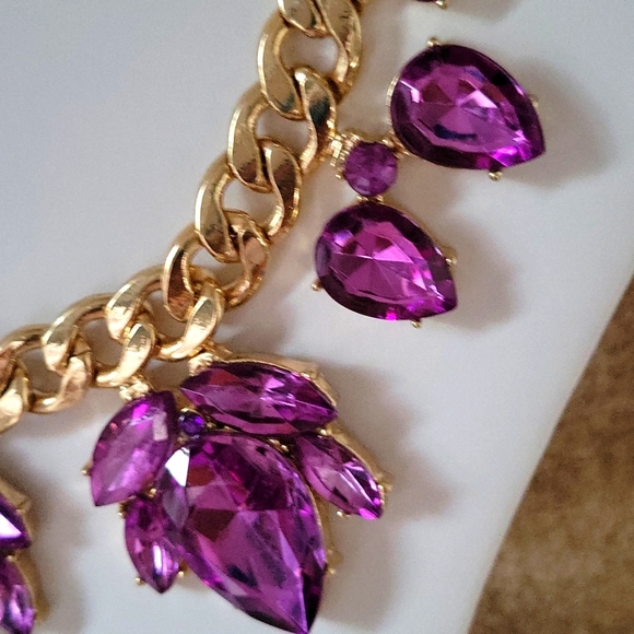 CUBIN LINK simulated Amethyst Adjustable length Necklace NWOT - Picture 3 of 14